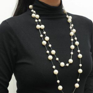Faux Pearl Detail Layered Necklace